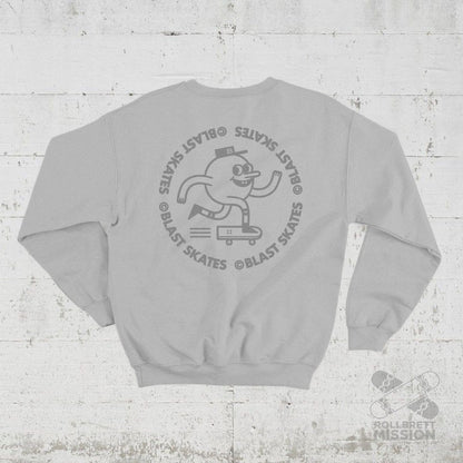 Blast Skates Crew Neck Sweatshirt Round Logo ash grey - Shirts & Tops - Rollbrett Mission
