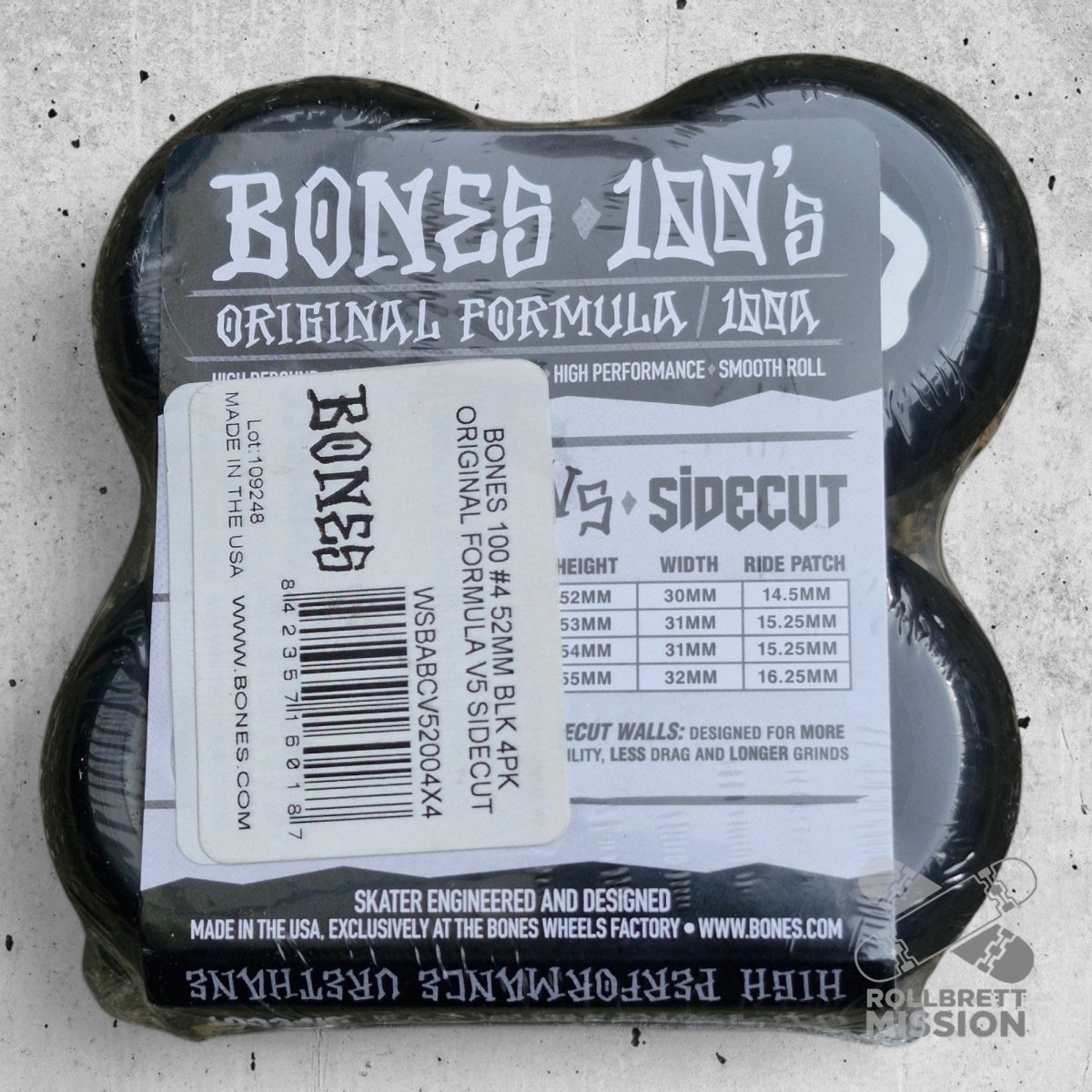 Bones 100's OG #4 V5 52mm 100A Sidecut Wheels - Skateboard - Rollen - Rollbrett Mission