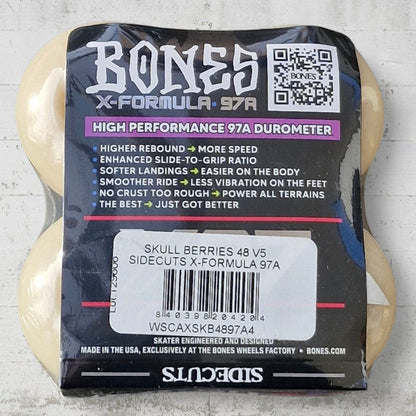 Bones X - Formula 97A 48mm V5 Sidecut Skull Berries Wheels - Skateboard - Rollen - Rollbrett Mission