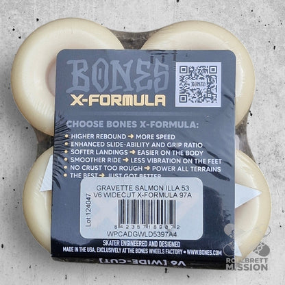 Bones X - Formula 97A Gravette Salmon Illa V6 Widecut Wheels - Skateboard - Rollen - Rollbrett Mission