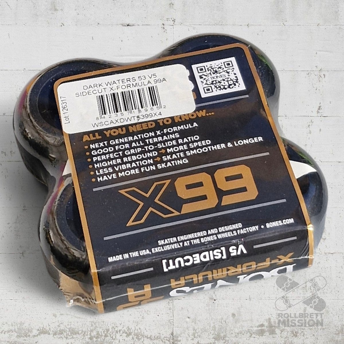 Bones X - Formula 99A 53mm V5 Sidecut Dark Waters black Wheels - Skateboard - Rollen - Rollbrett Mission