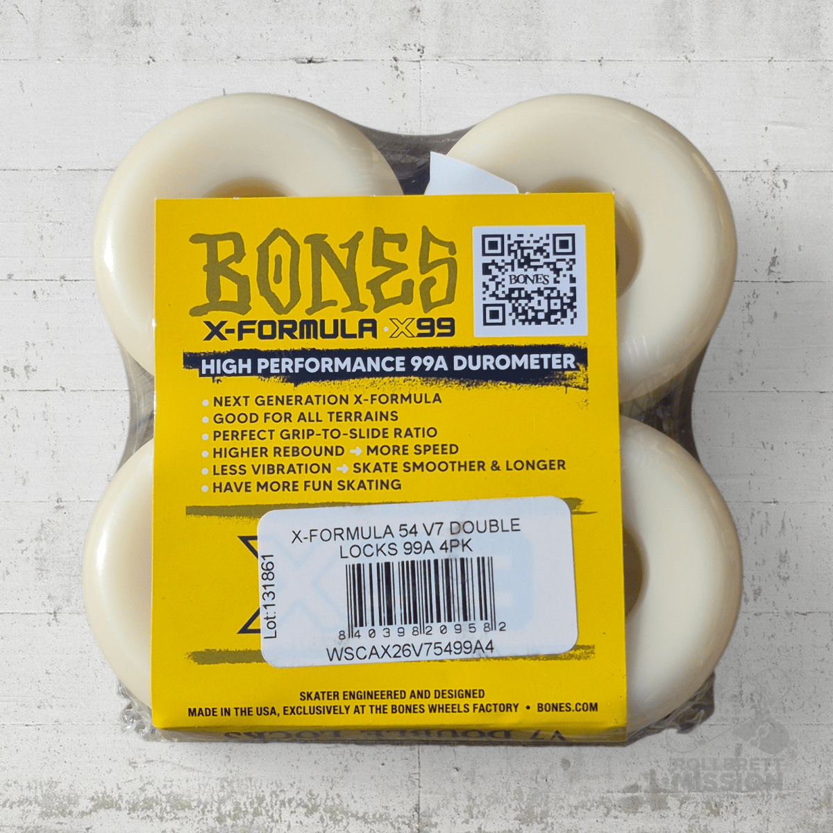 Bones X - Formula 99A 54mm Double Lock V7 Shape Annuals Wheels - Skateboard - Rollen - Rollbrett Mission