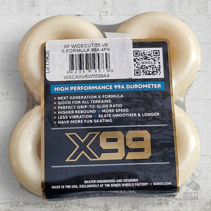 Bones X - Formula 99A 55mm V6 Wide Cut Wheels - Skateboard - Rollen - Rollbrett Mission