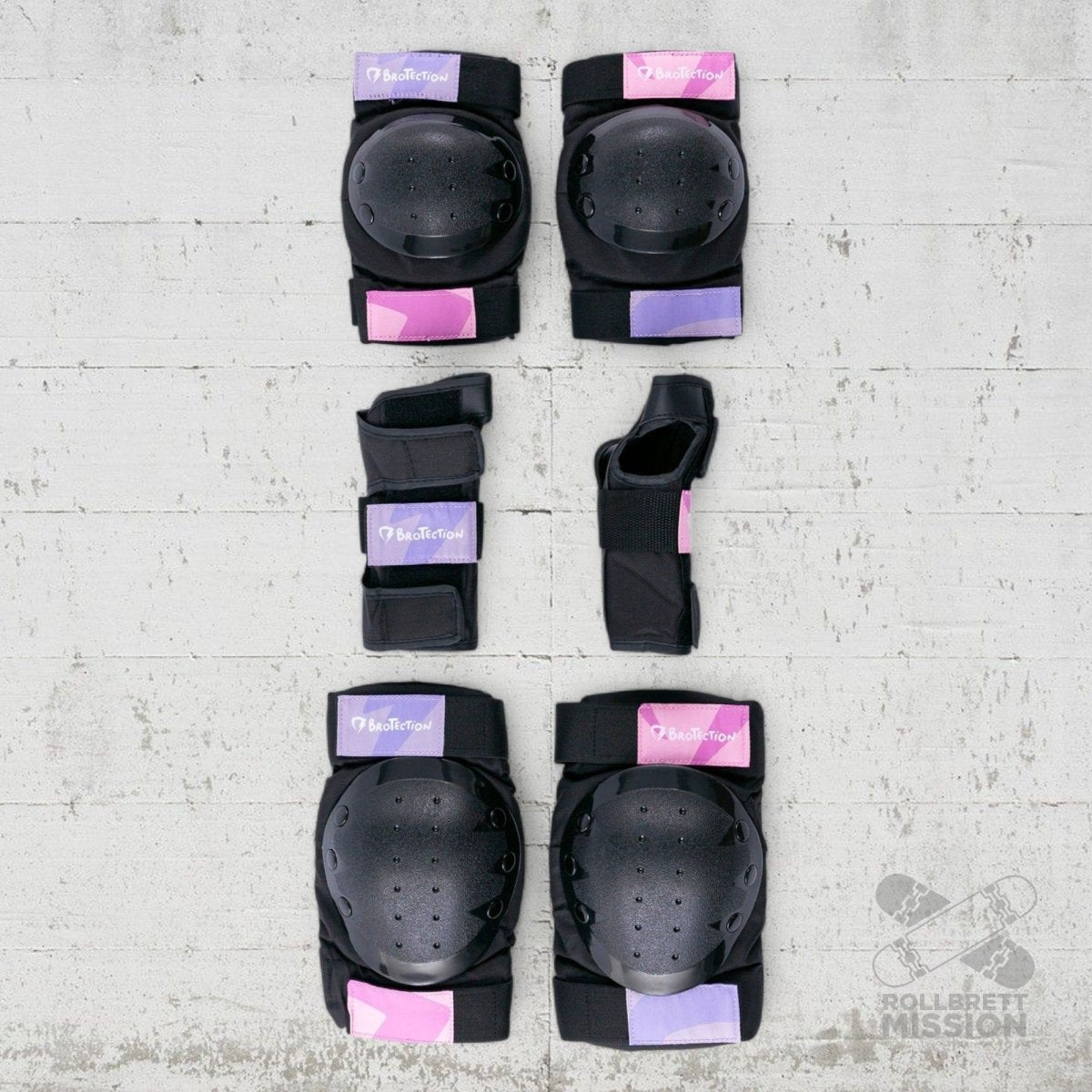 BroTection Schoner Basic Protection Set Purple Block - Skateboarding - Schutzausrüstung - Rollbrett Mission