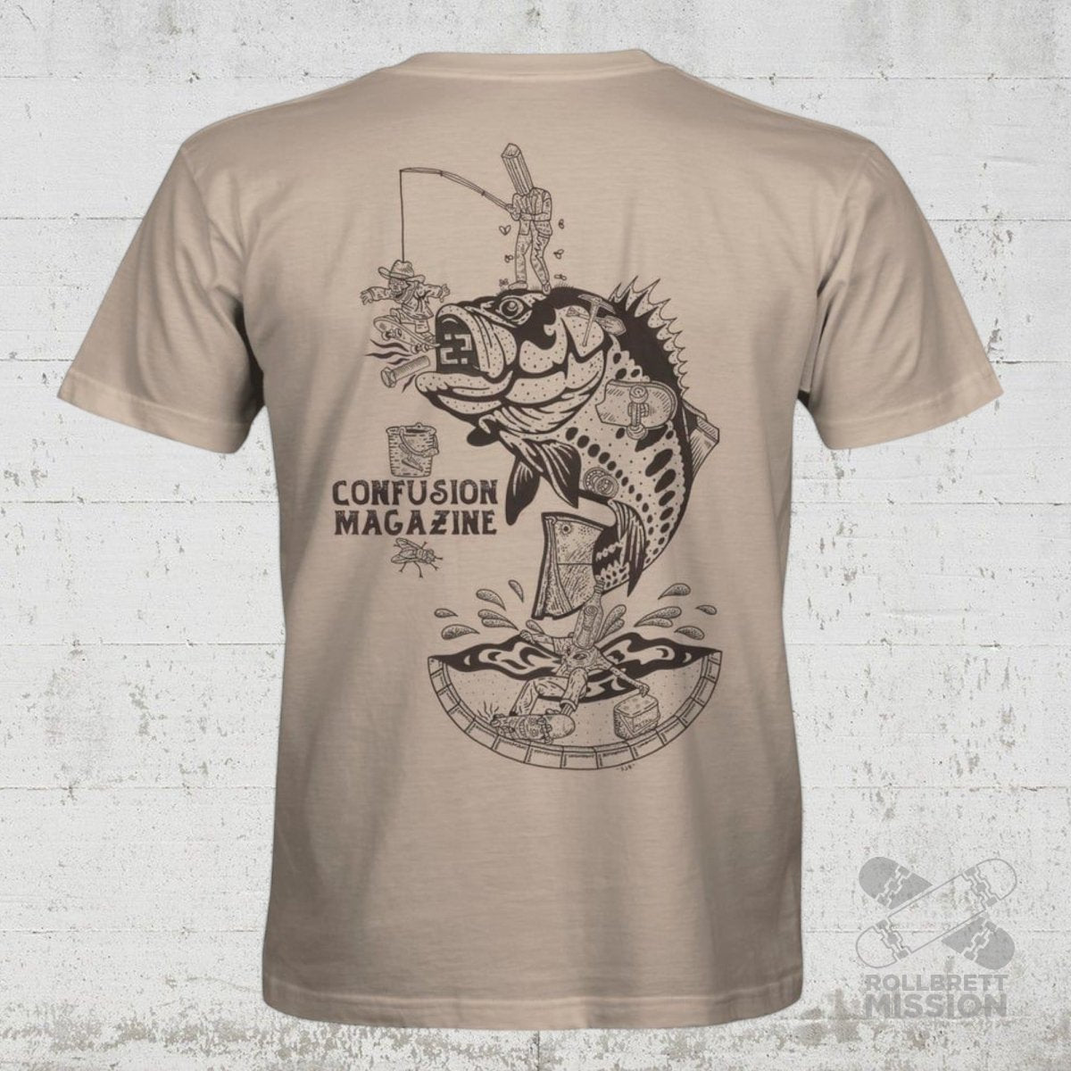 Confusion Magazine T-Shirt Bass Bite sand - Rollbrett Mission