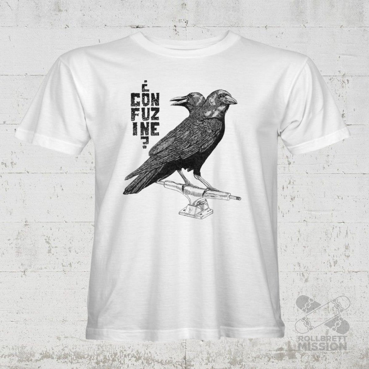Confusion Magazine T-Shirt Two Headed Crow white - Rollbrett Mission