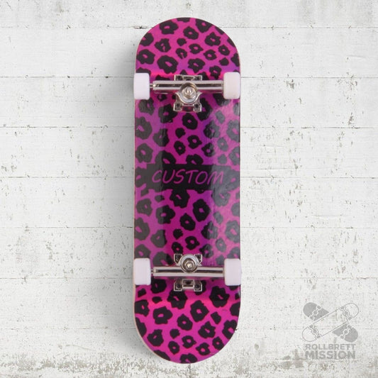 Custom Fingerboard Complete 30mm Start Leopard black pink - Fingerboard - Rollbrett Mission