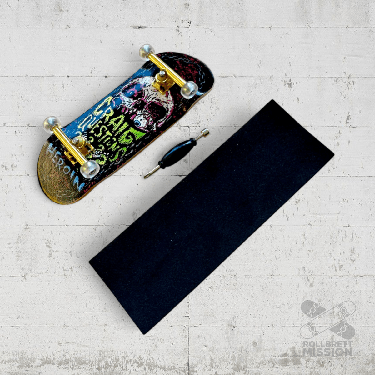 Custom Fingerboard Complete Pro Heroin Craig Questions 34mm - Fingerboard - Rollbrett Mission