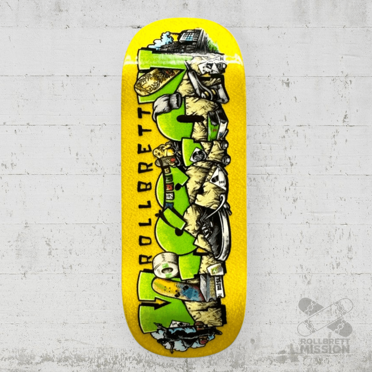 Custom x Rollbrett Mission Fingerboard Deck Shop Spirit 34mm Boxy Shape - Fingerboard - Rollbrett Mission