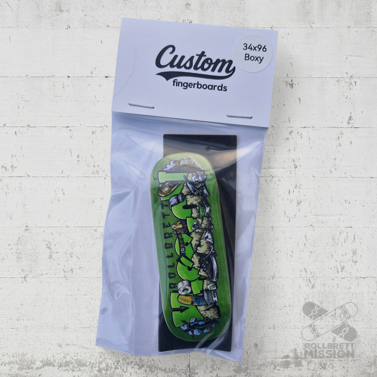 Custom x Rollbrett Mission Fingerboard Deck Shop Spirit 34mm Boxy Shape - Fingerboard - Rollbrett Mission