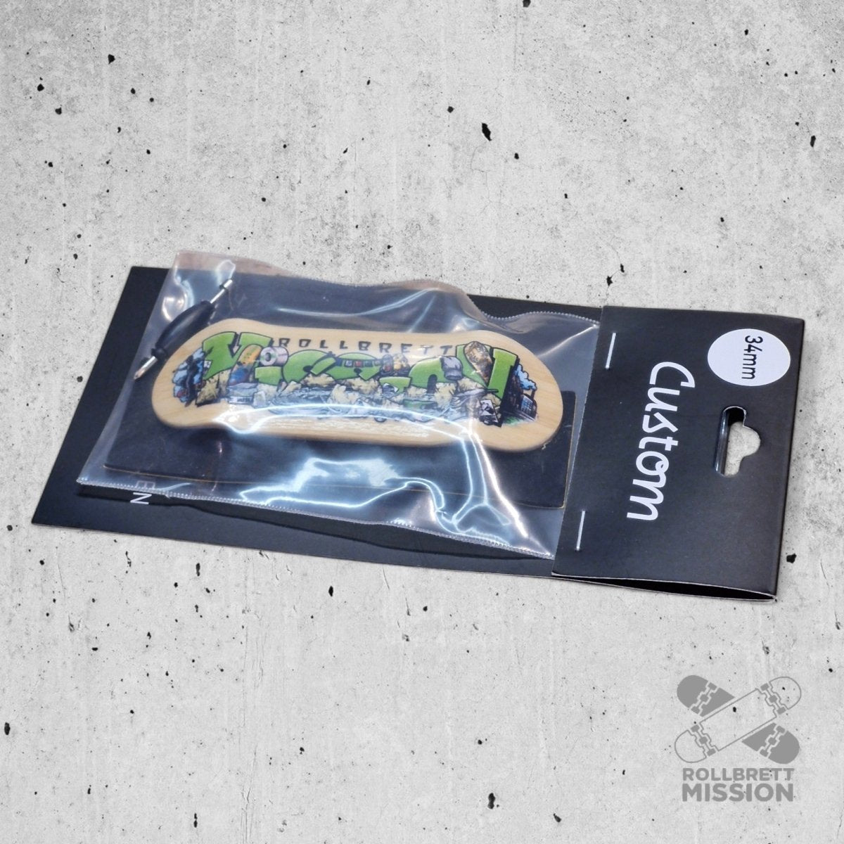 Custom x Rollbrett Mission Fingerboard Deck Shop Spirit 34mm - Fingerboard - Rollbrett Mission