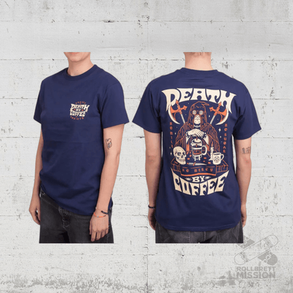 Death By Coffee "French Press" T-Shirt navy - Rollbrett Mission