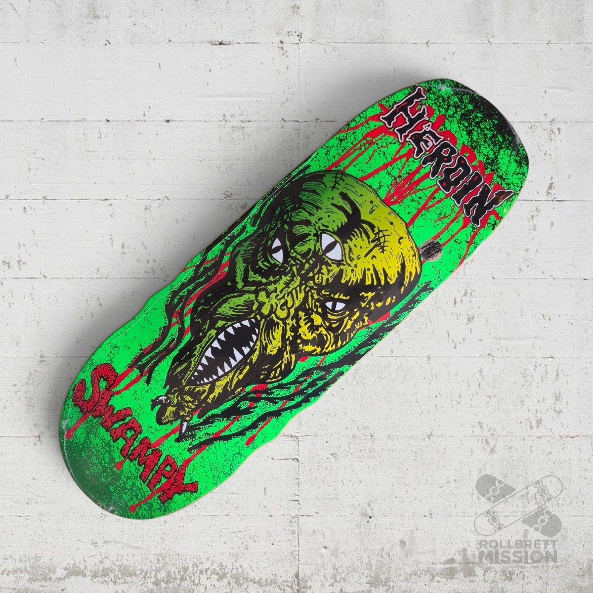 Heroin Skateboards Knock Offs 2 Swampy Slime Face 10.6 Dec - Skateboard-Decks - Rollbrett Mission