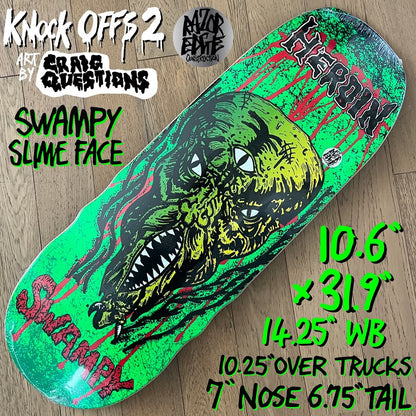 Heroin Skateboards Knock Offs 2 Swampy Slime Face 10.6 Dec - Skateboard-Decks - Rollbrett Mission