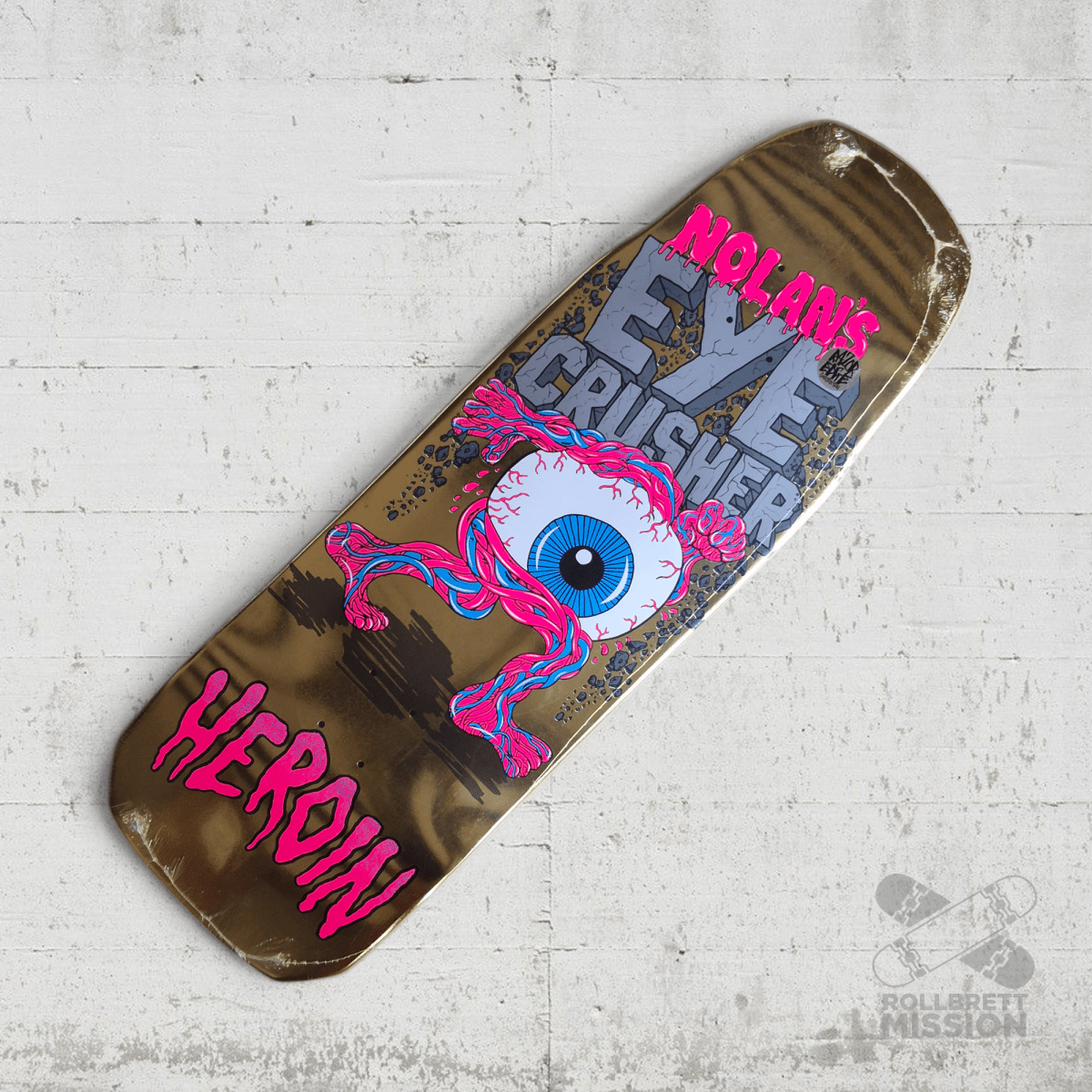 Heroin Skateboards Nolan Eye Crusher Gold Foil 10.0 Deck - Skateboard - Decks - Rollbrett Mission