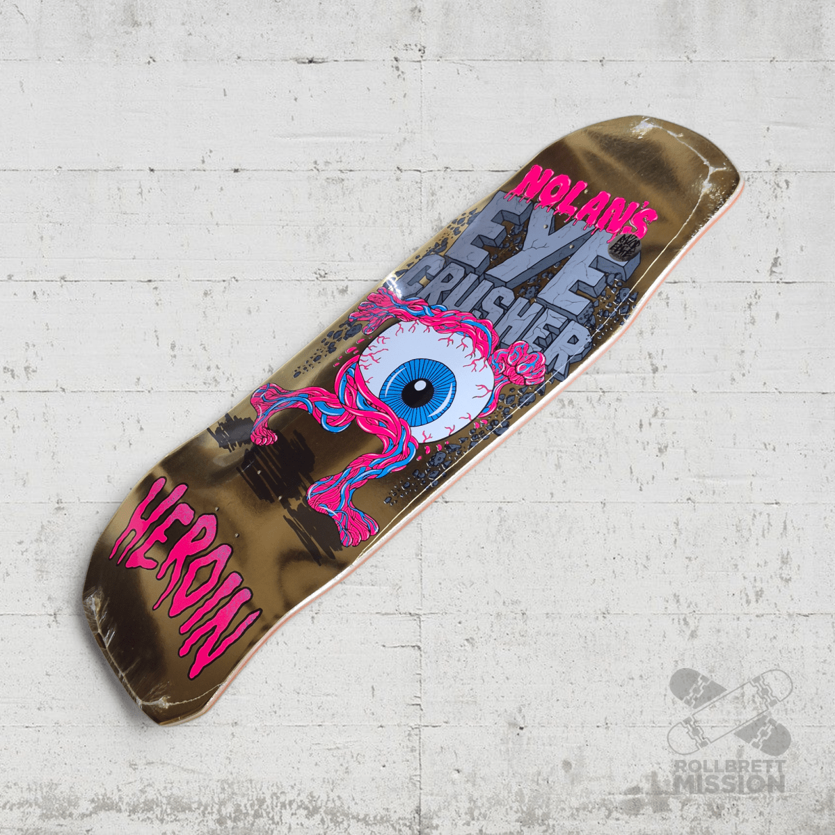 Heroin Skateboards Nolan Eye Crusher Gold Foil 10.0 Deck - Skateboard - Decks - Rollbrett Mission