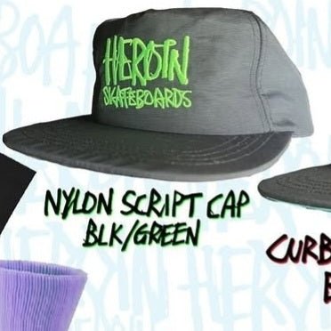 Heroin Skateboards Snapback Script Nylon black green - Kopfbekleidung & - tücher - Rollbrett Mission