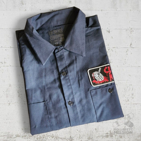 Heroin Skateboards Work Shirt Curb Killer navy - Rollbrett Mission