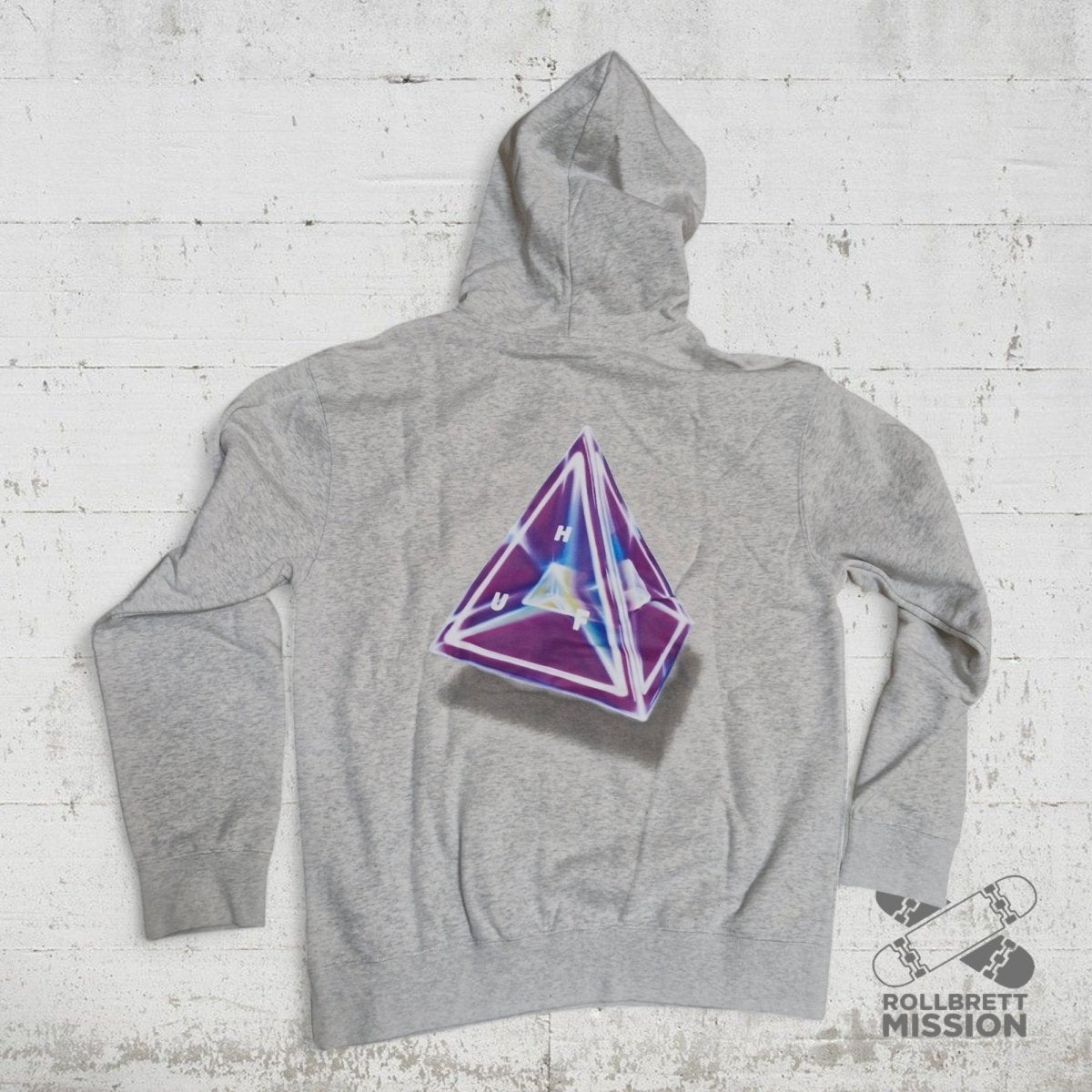 HUF Hoodie Tesseract Triangle athletic heather grey - Shirts & Tops - Rollbrett Mission