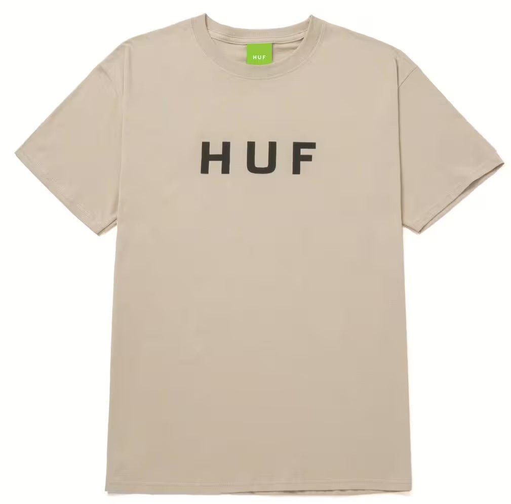 Huf T-Shirt Essentials OG Logo sand - Rollbrett Mission