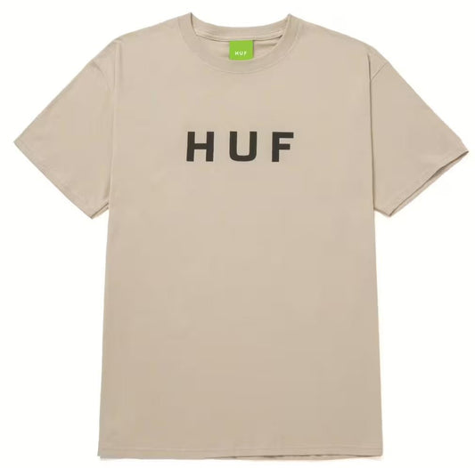 Huf T-Shirt Essentials OG Logo sand - Rollbrett Mission