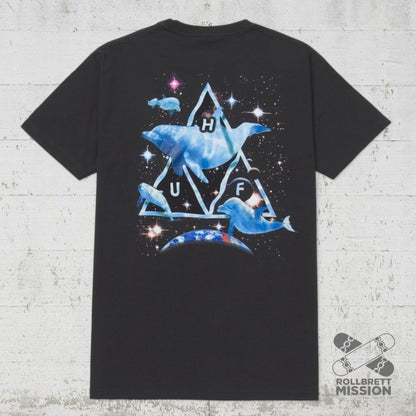 Huf T-Shirt Space Dolphins black - Rollbrett Mission