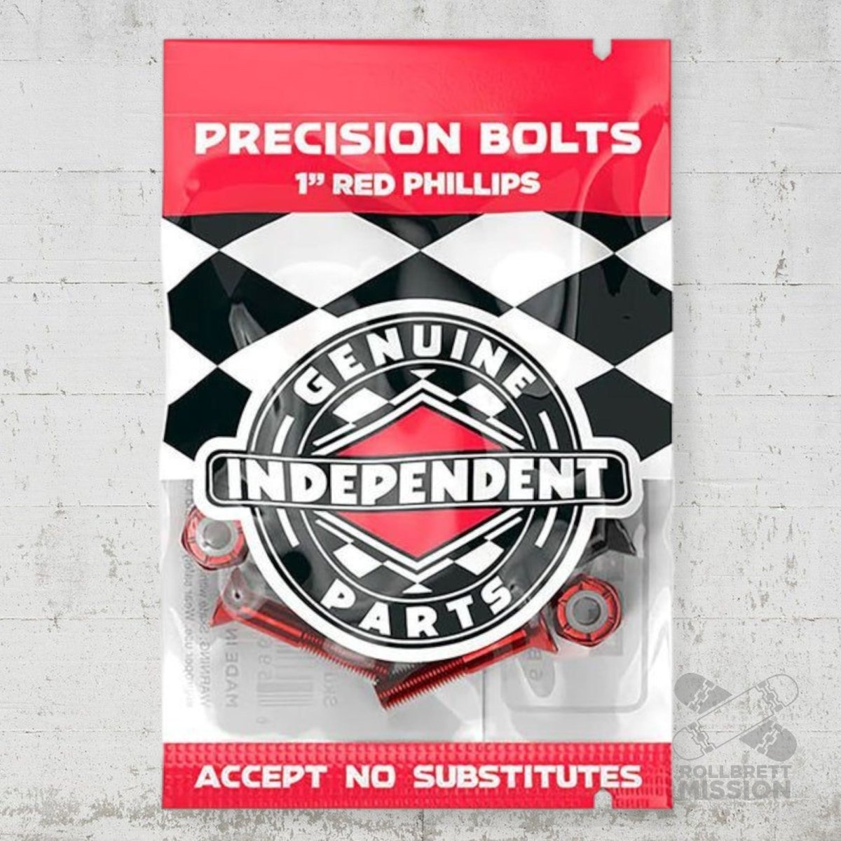 Independent 1" Kreuz Montageschrauben Bolts black red - Rollbrett Mission