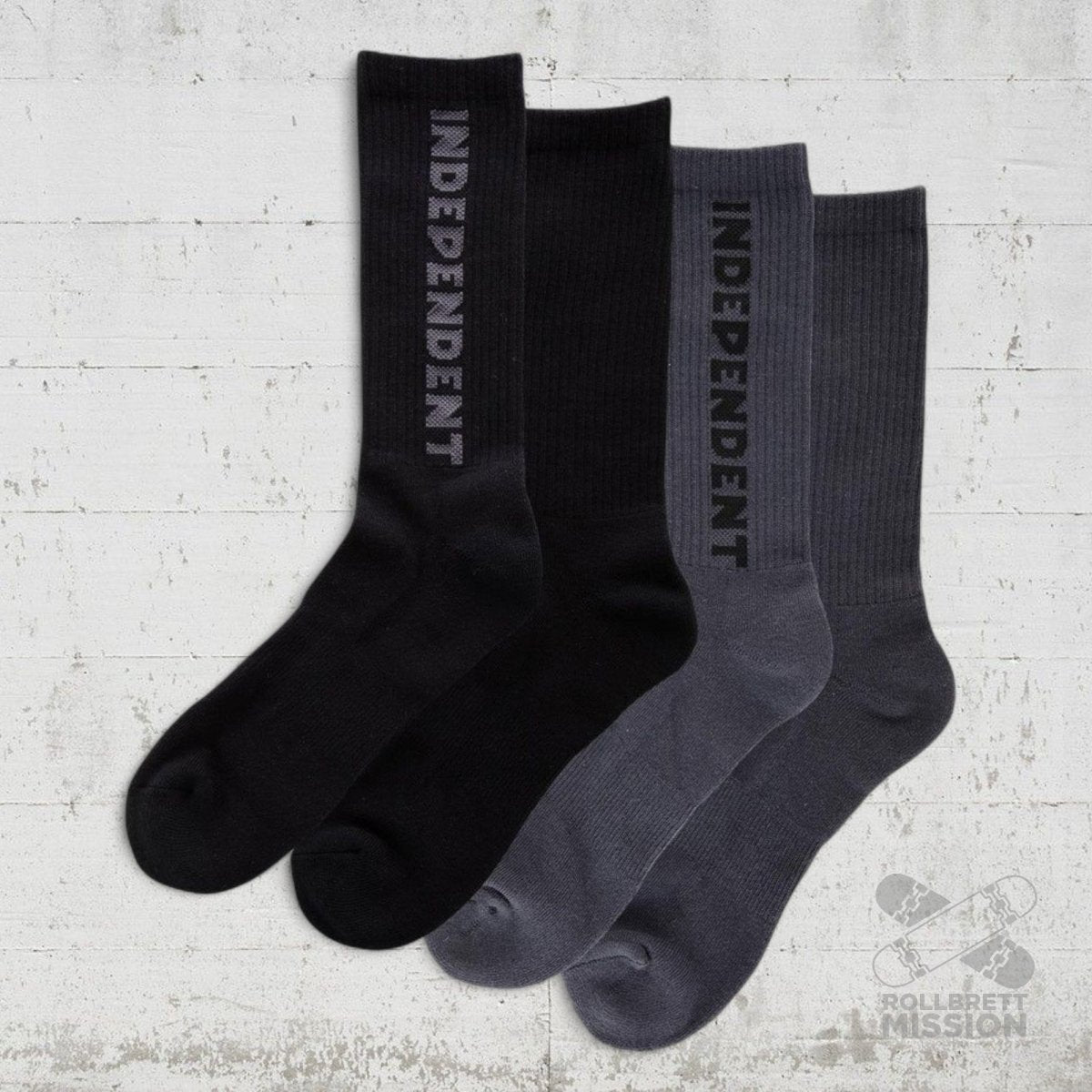 Independent Baseline Mid Crew Socken black charcoal - Socken - Rollbrett Mission