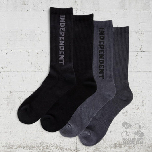 Independent Baseline Mid Crew Socken black charcoal - Socken - Rollbrett Mission