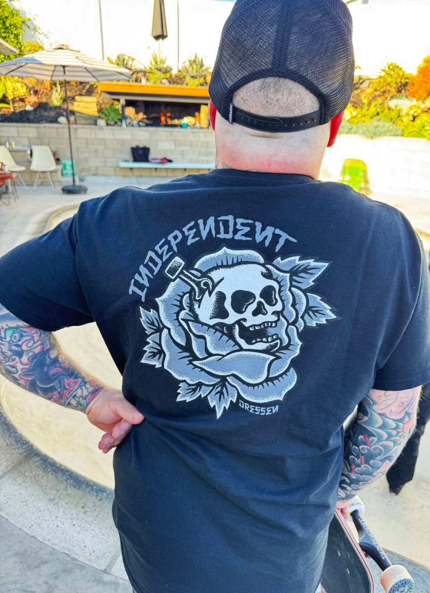 Independent T-Shirt Dressen Skull Rose Heavyweight black - Rollbrett Mission