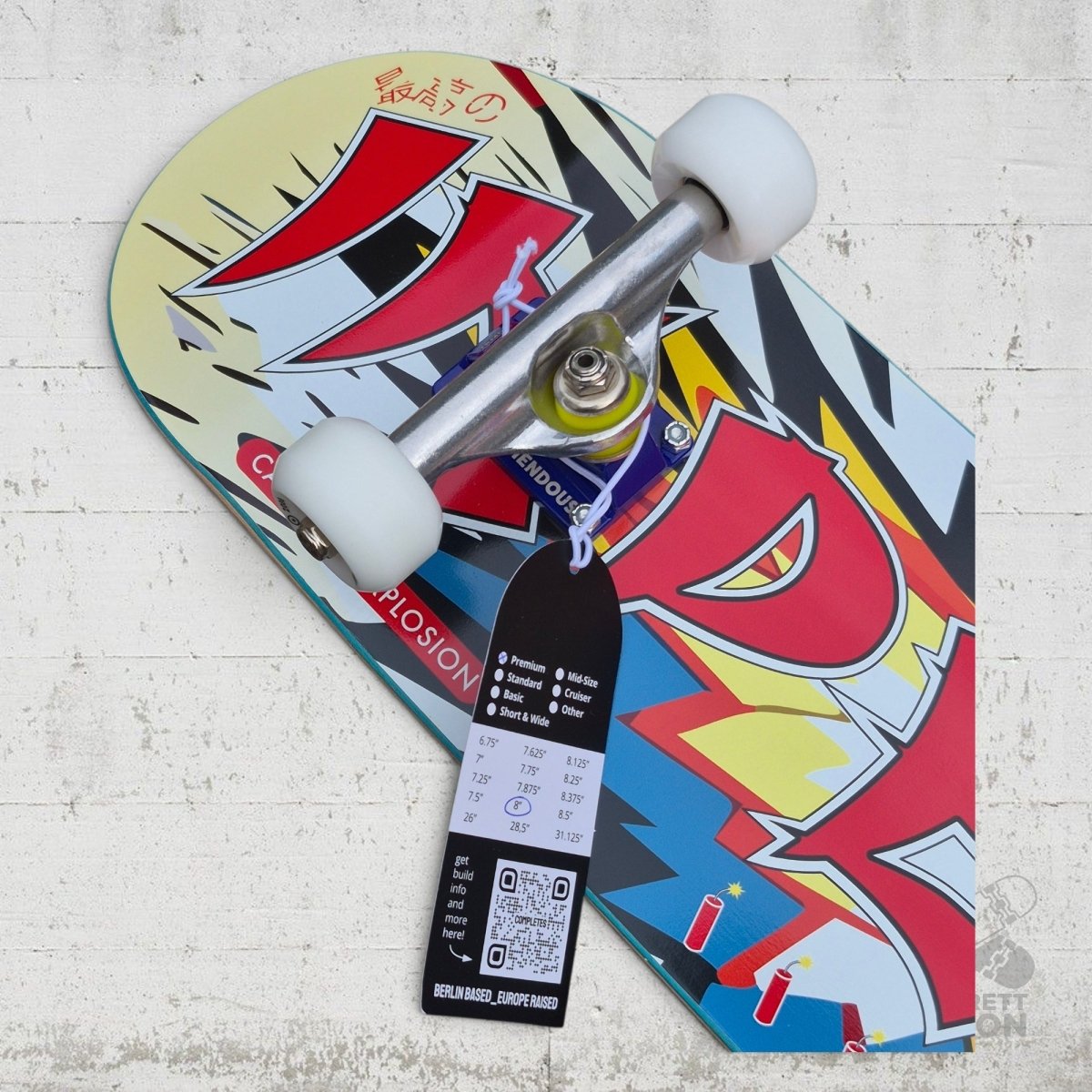 Inpeddo Caution Explosion Premium 8.0" Twin Complete Skateboard - Skateboards - Rollbrett Mission