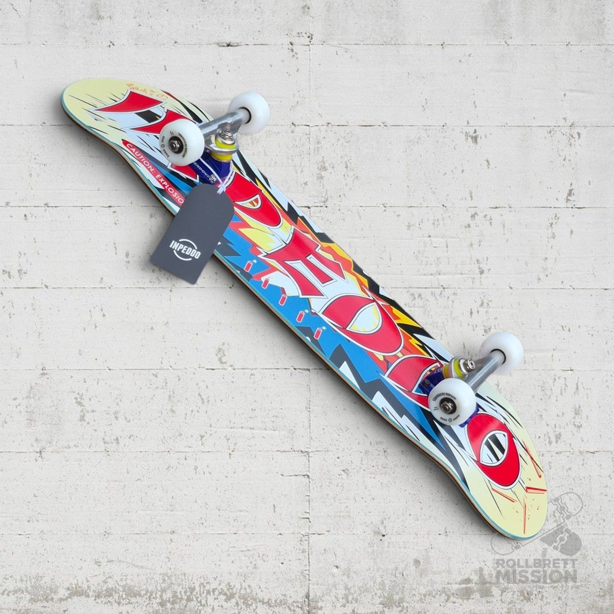 Inpeddo Caution Explosion Premium 8.0" Twin Complete Skateboard - Skateboards - Rollbrett Mission