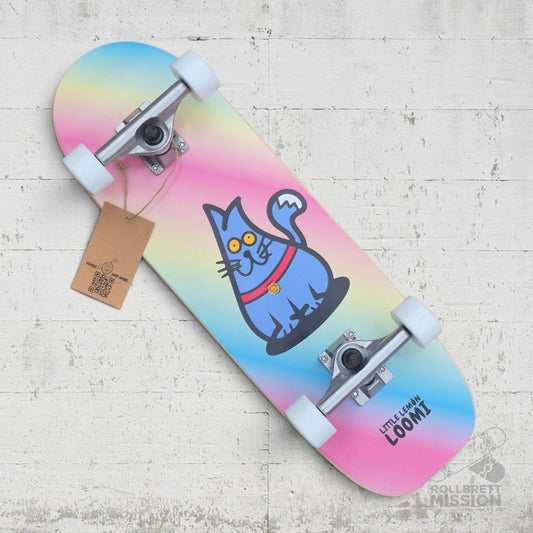 Little Lemon Loomi Kids Korkgrip Light Cruiser Skateboard 7.75 x 25.25 Rainbow Cat - Skateboards - Rollbrett Mission