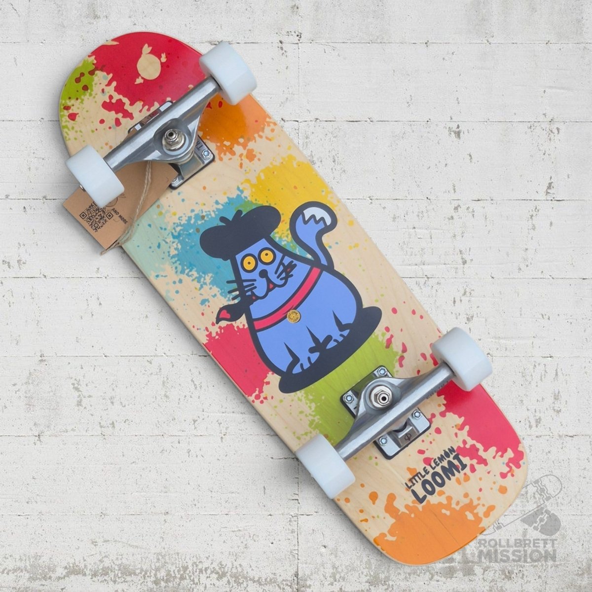 Little Lemons Loomi Kids Complete Corkgrip Cruiser Skateboard Art Cat - Skateboards - Rollbrett Mission