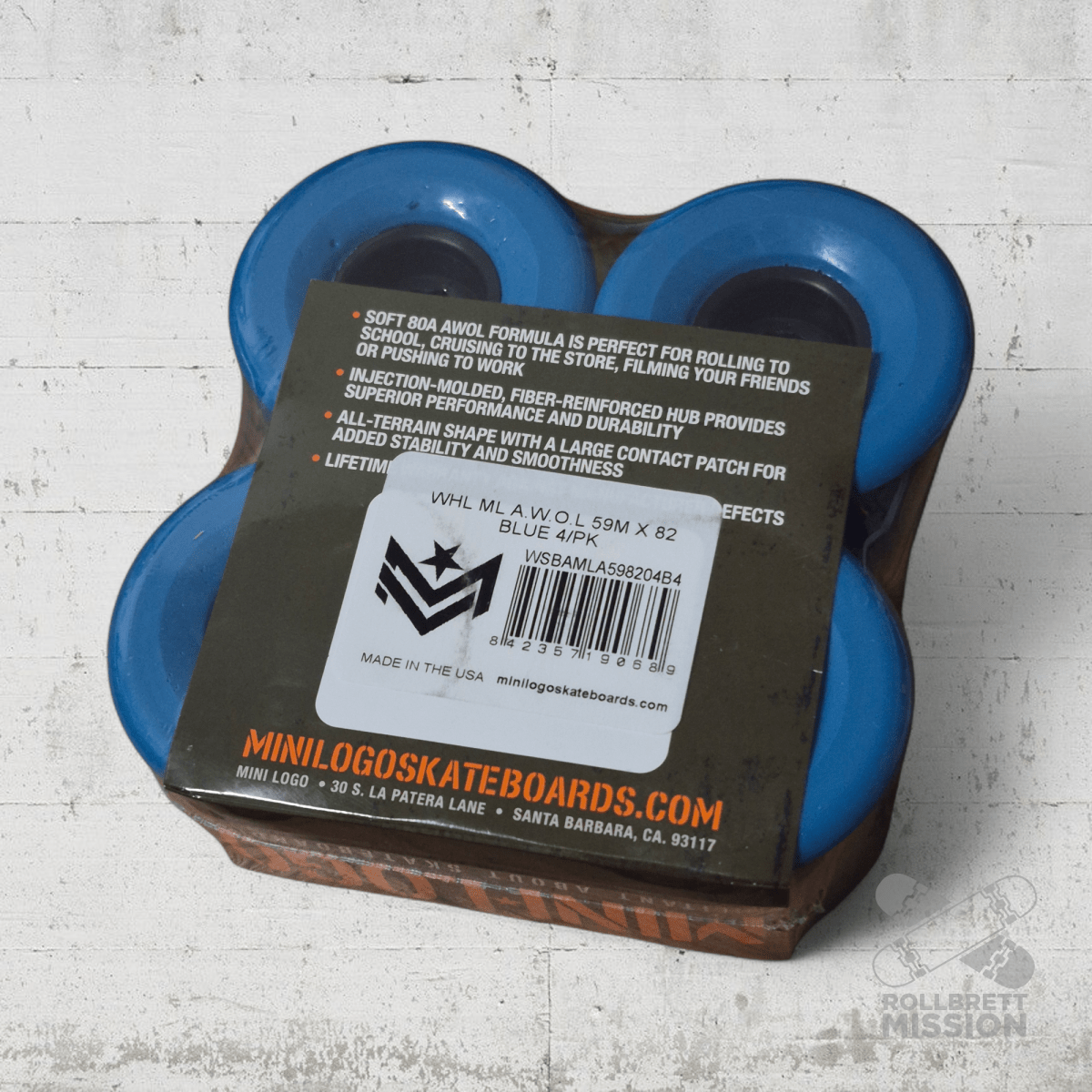 Mini - Logo A.W.O.L. 82A 59mm Wheels blue - Skateboard - Rollen - Rollbrett Mission