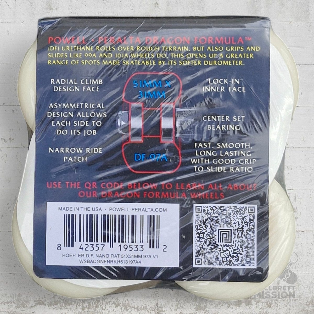 Powell Peralta Dragon Formula Kelvin Hoefler 97A 51mm Nano Rats Wheels - Skateboard - Rollen - Rollbrett Mission