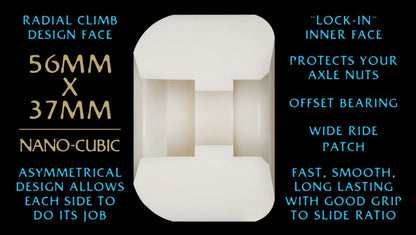 Powell Peralta Nano - Cubic 97A - Asymmetrical Shape - Wide Ride Patch - Offset Bearing - 56mm x 37mm Skateboard Wheels - Skateboard - Rollen - Rollbrett Mission