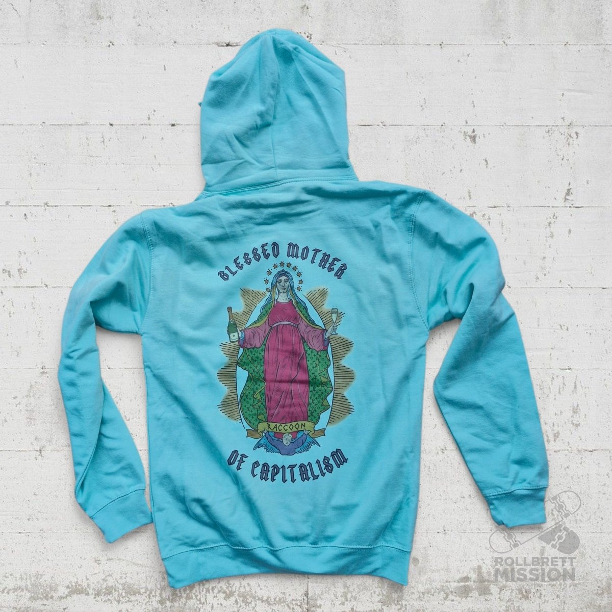Raccoon Skateboards Hoodie Blessed Mother mint - Rollbrett Mission