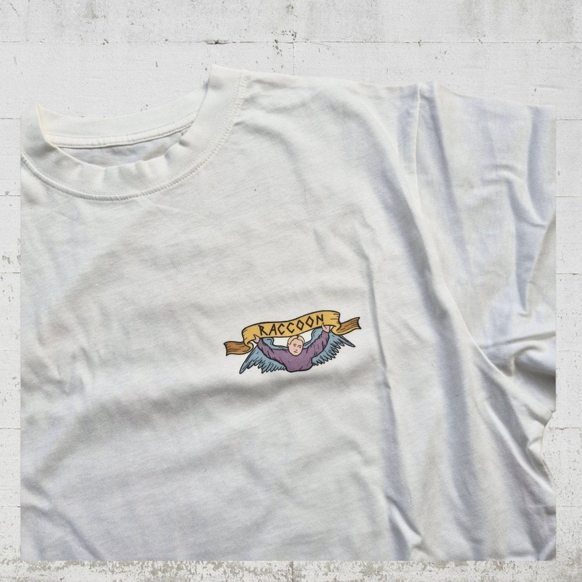 Raccoon T-Shirt Blessed Mother white - Rollbrett Mission