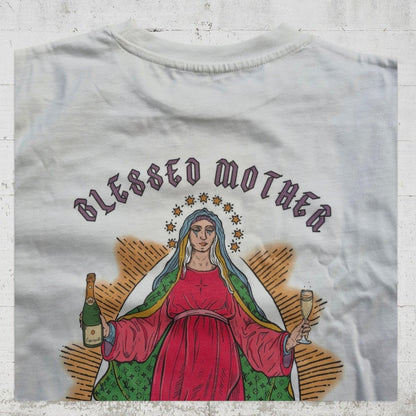 Raccoon T-Shirt Blessed Mother white - Rollbrett Mission