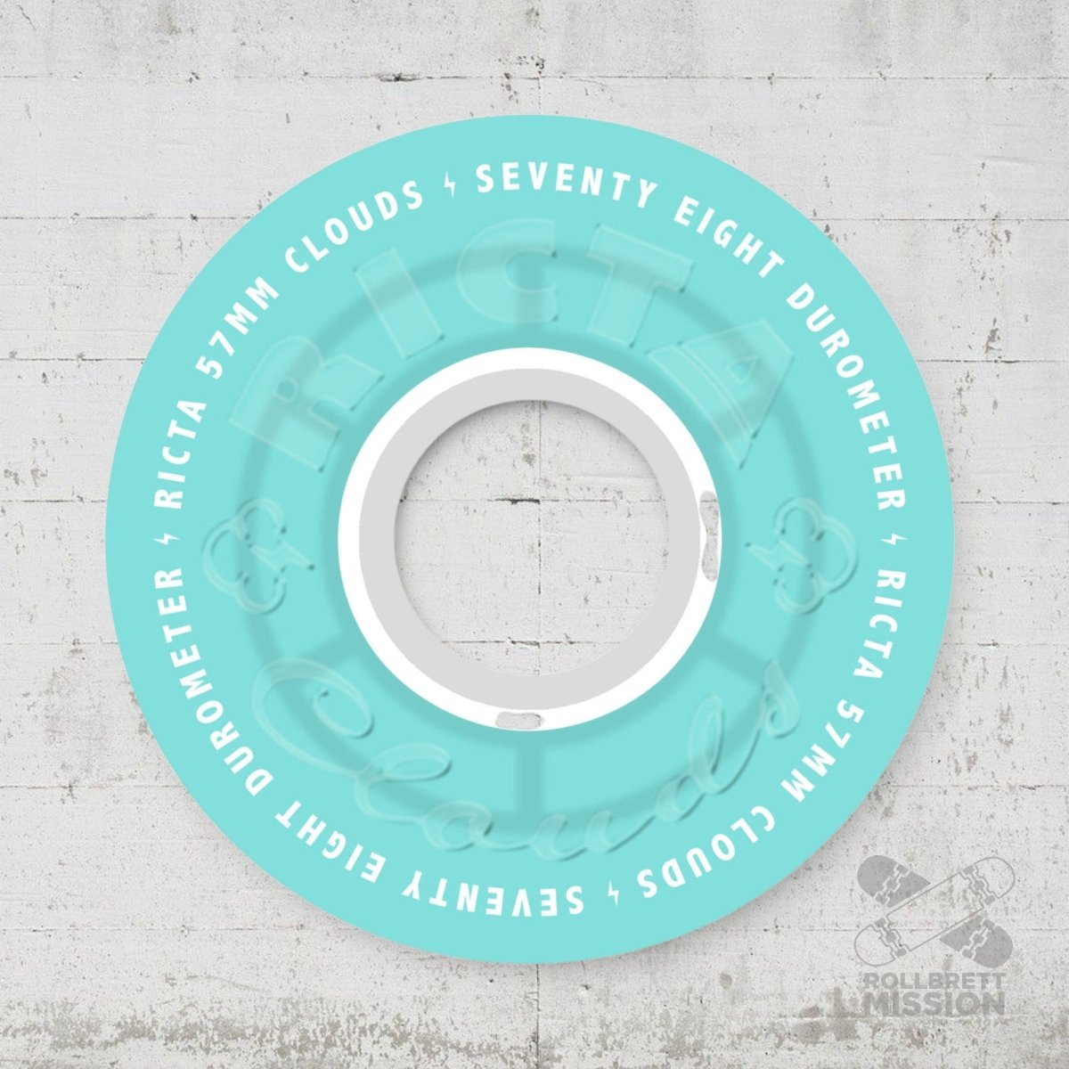 Ricta Clouds Transparent Aqua/White 78A 57mm Wheels - Skateboard-Rollen - Rollbrett Mission