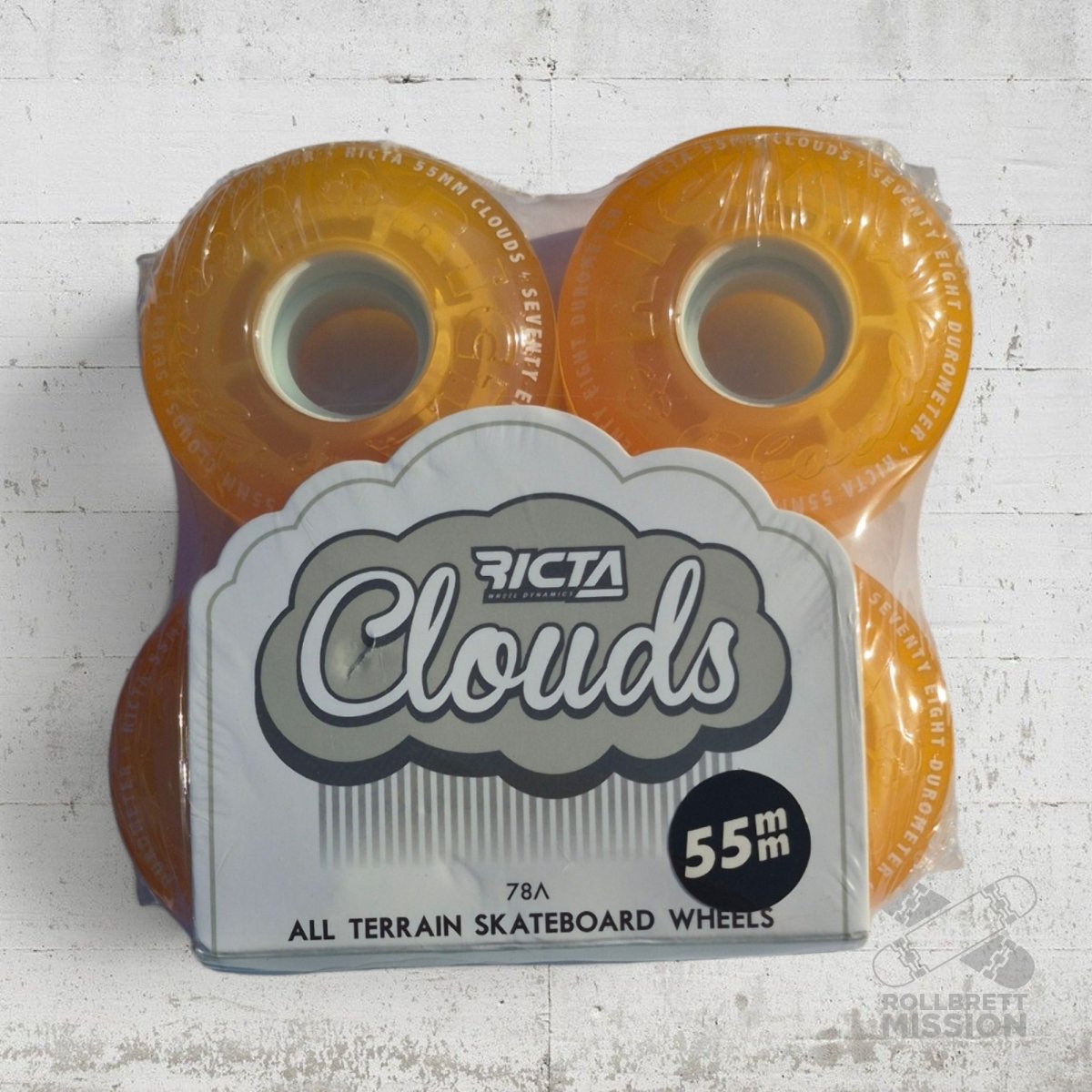 Ricta Clouds Transparent Citrus/White 78A 55mm Wheels - Skateboard-Rollen - Rollbrett Mission