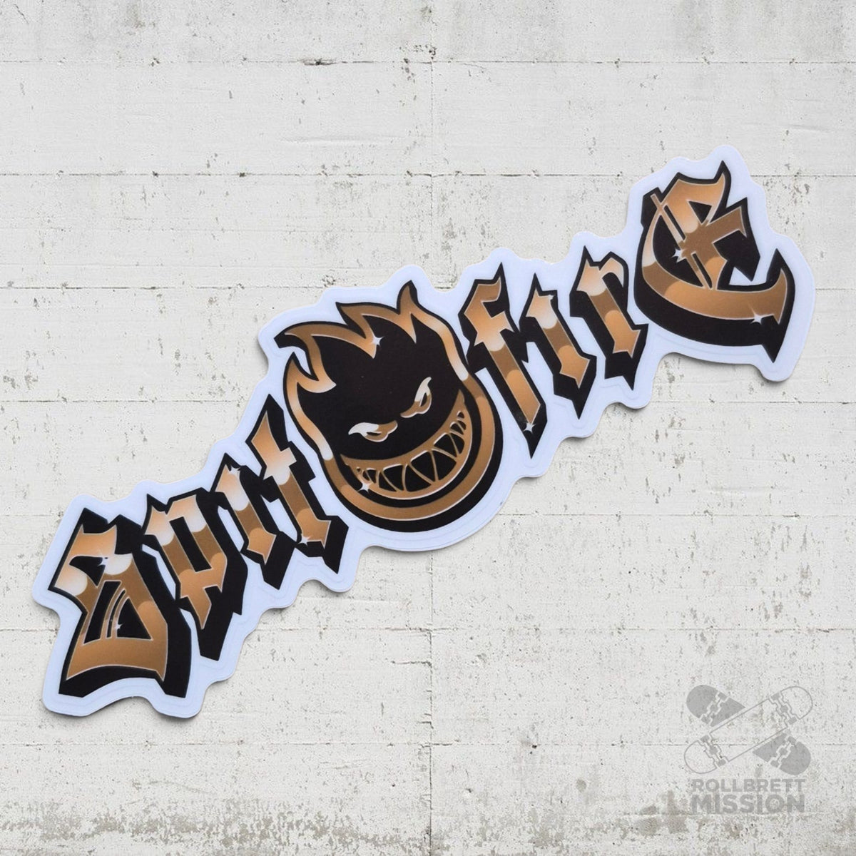 Spitfire Sticker Gold Chrome Bighead Medium 15cm
