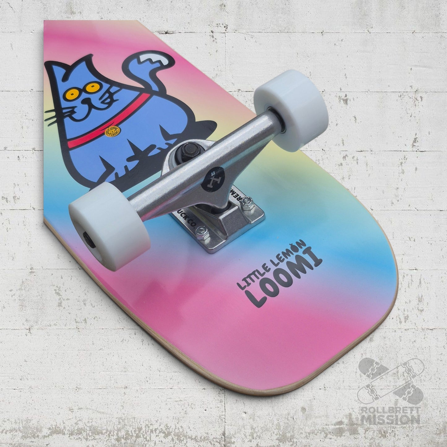 Little Lemon Loomi Kids Korkgrip Light Cruiser Skateboard 7.75 x 25.25 Rainbow Cat
