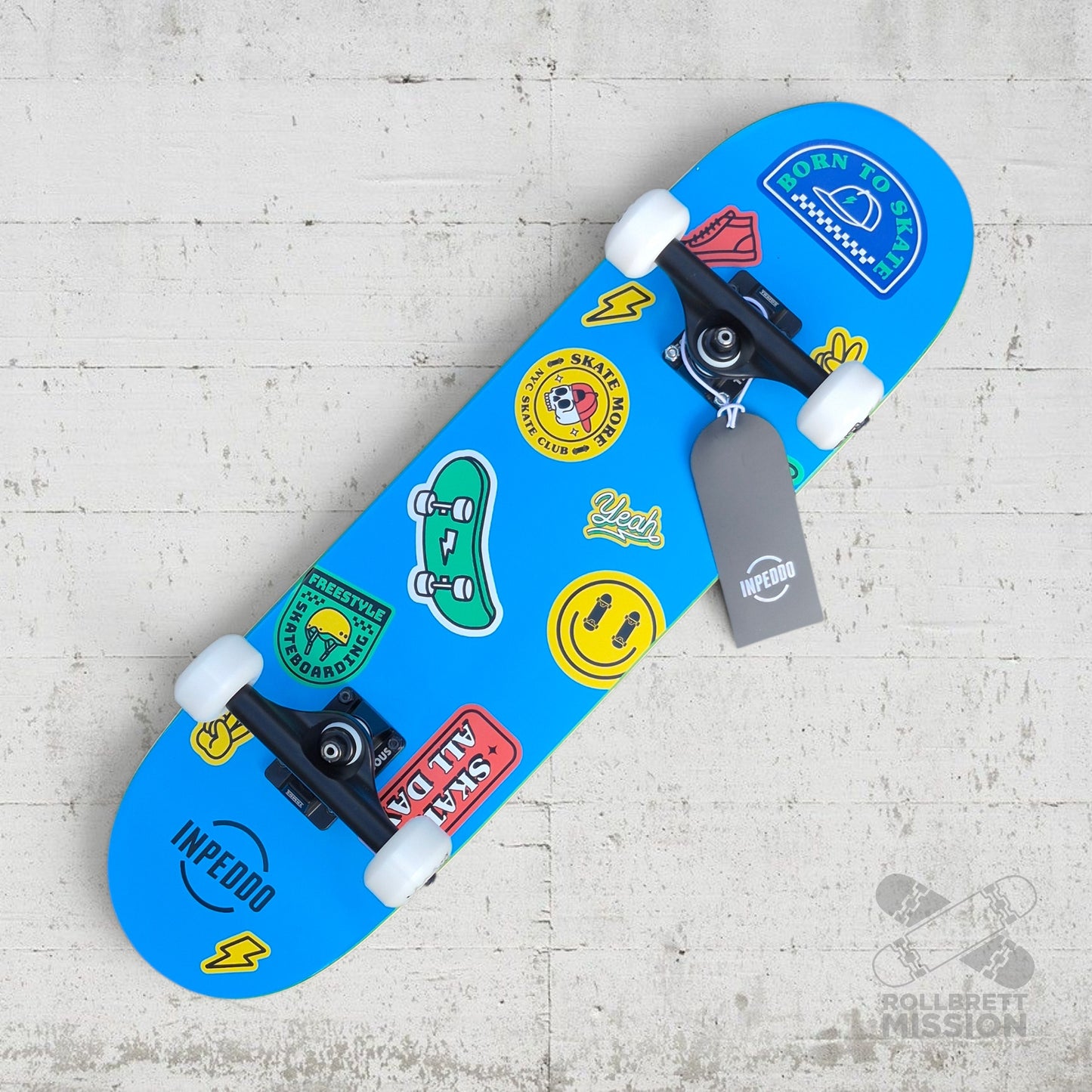 Inpeddo Short & Wide 7.5" Stickers Kids Complete Skateboard