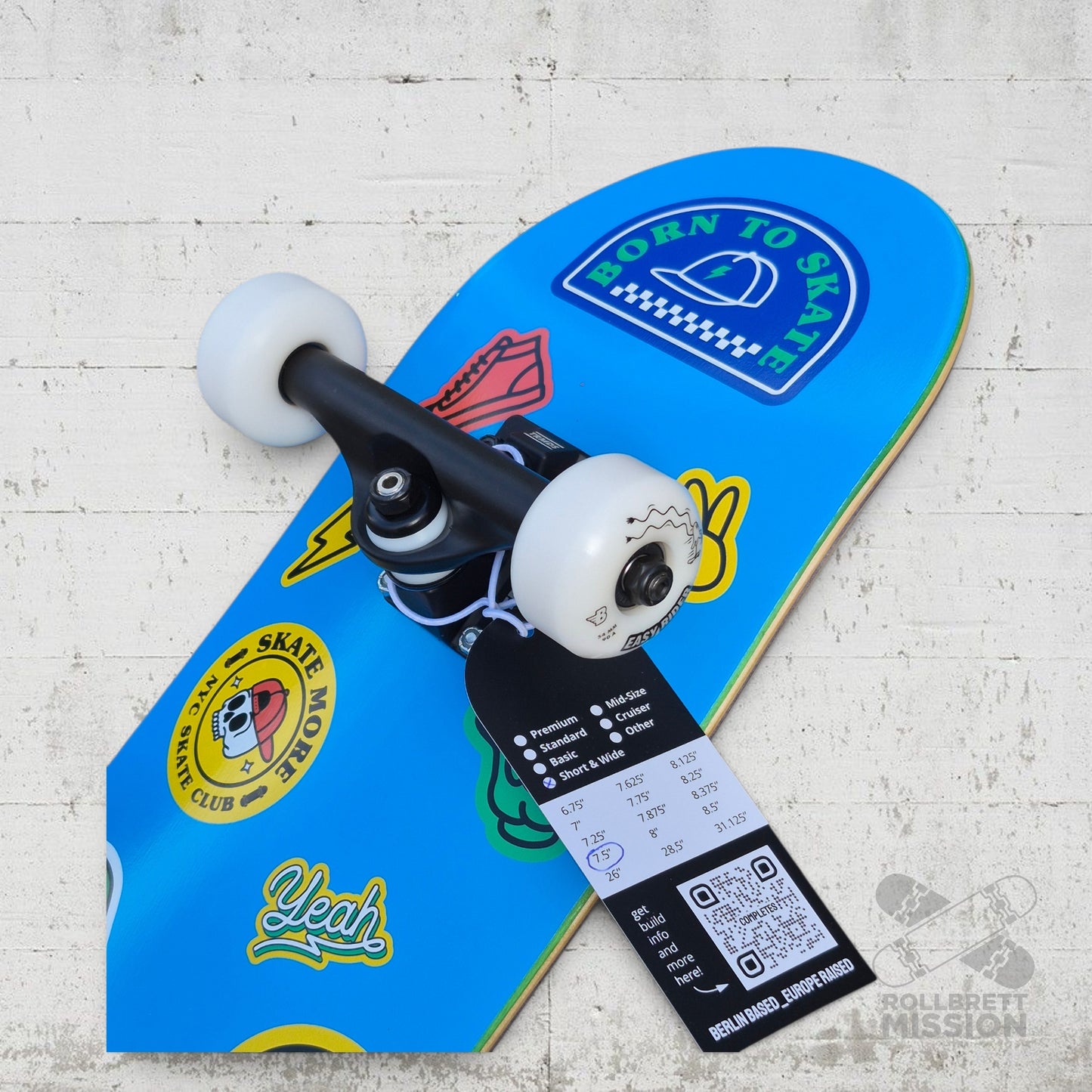 Inpeddo Short & Wide 7.5" Stickers Kids Complete Skateboard