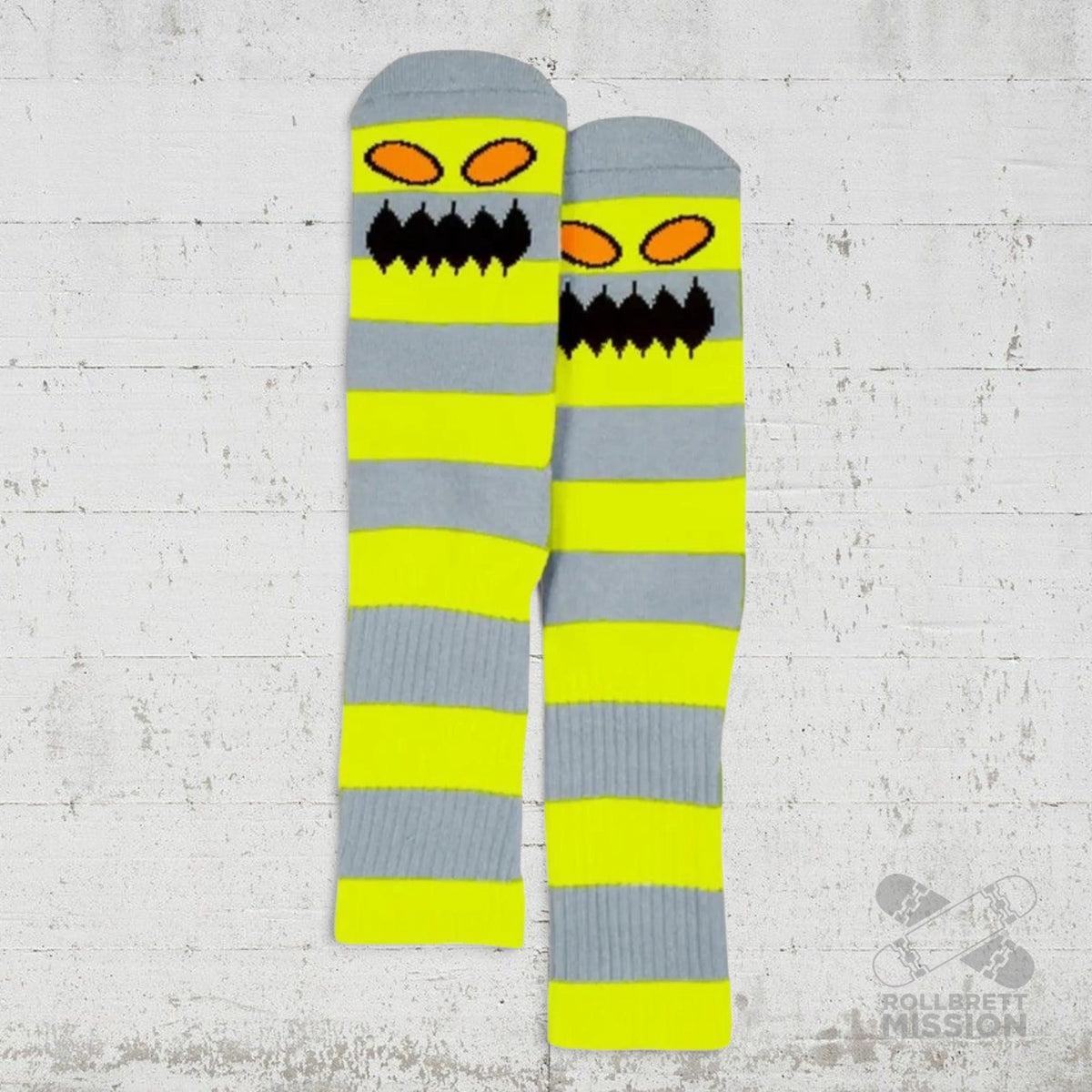 Toy Machine Socks Monster Big Stripe grey yellow Socken