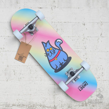 Little Lemon Loomi Kids Korkgrip Light Cruiser Skateboard 7.75 x 25.25 Rainbow Cat