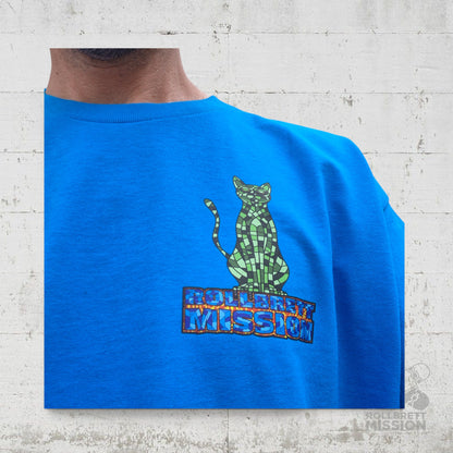 Rollbrett Mission Mosaik Katze T-Shirt saphirblau