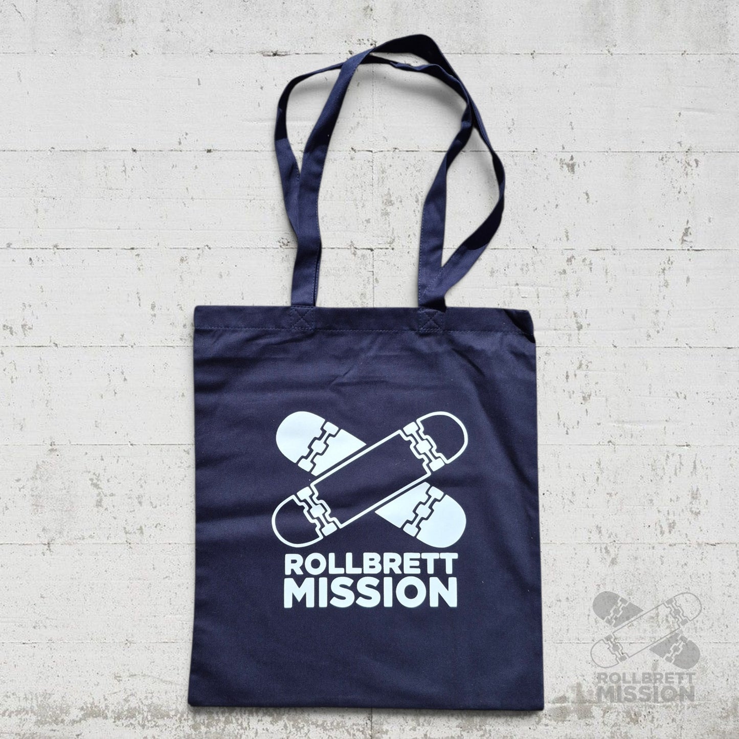 Rollbrett Mission Turnbeutel Baumwolltasche Klassik blau